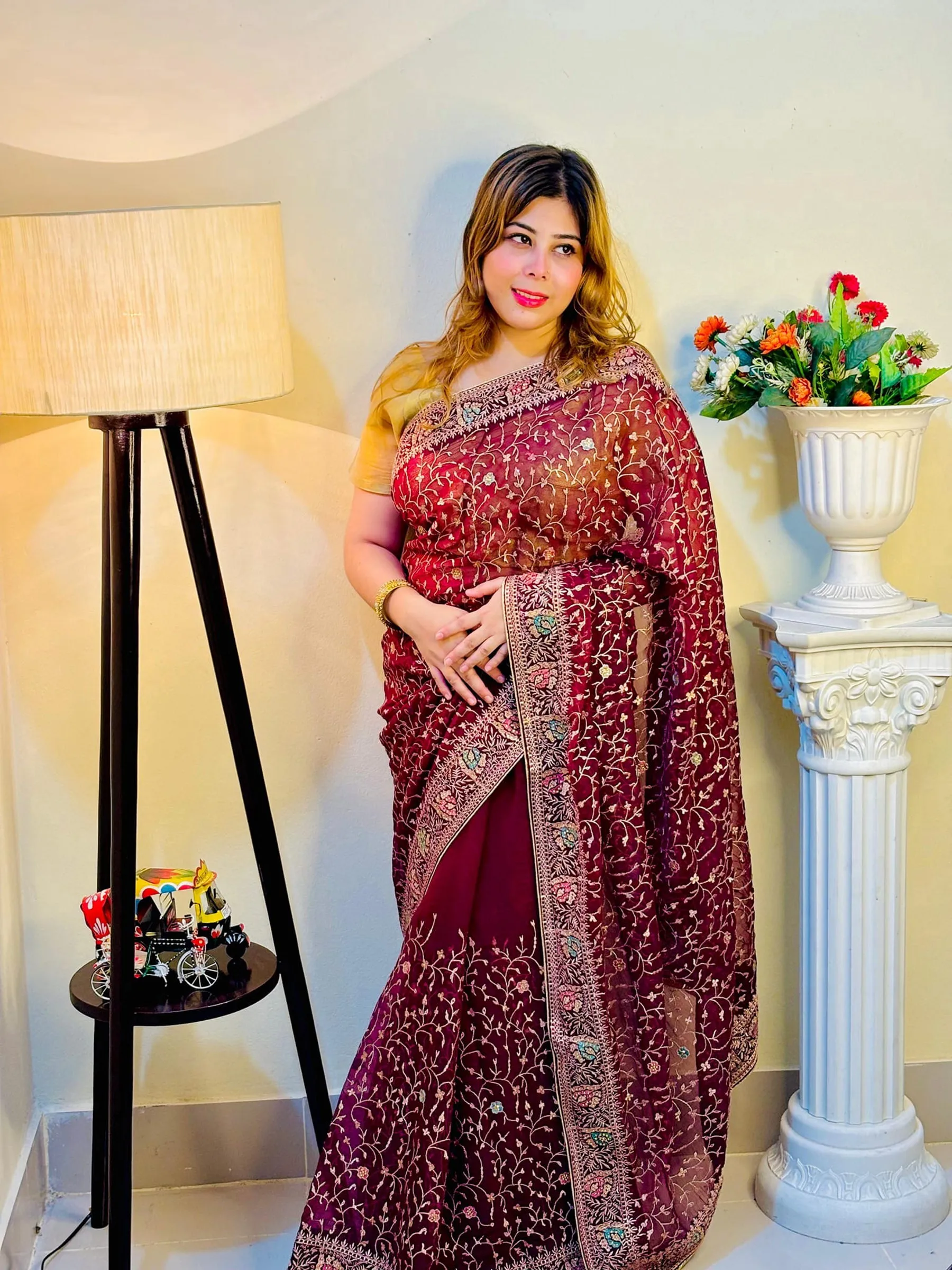 Merun Soft Seemari Georgette Saree